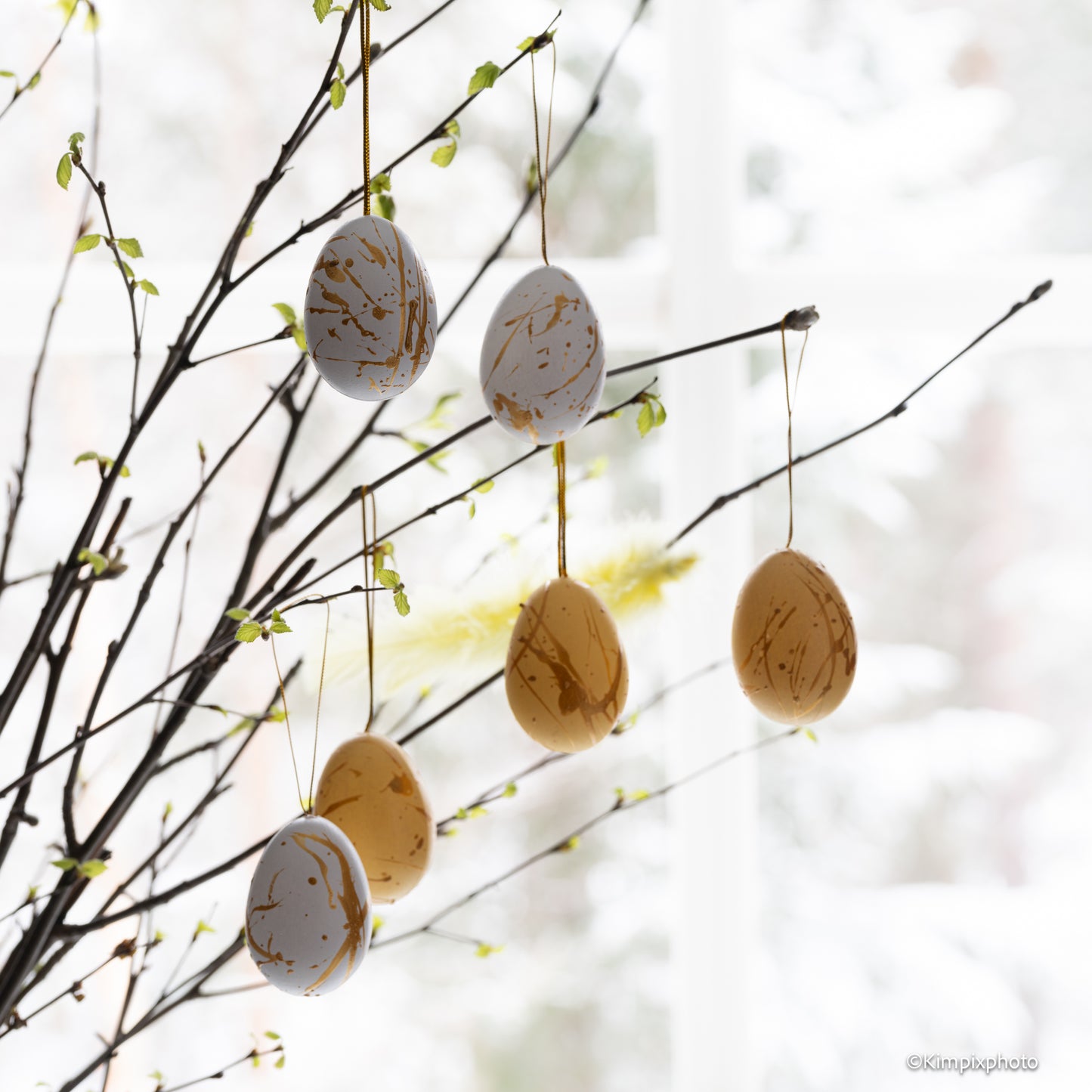 EASTER GOLDIE EGG hvit/gul/gull 6-pakning i boks