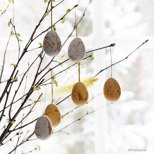 EASTER GOLDIE EGG hvit/gul/gull 6-pakning i boks