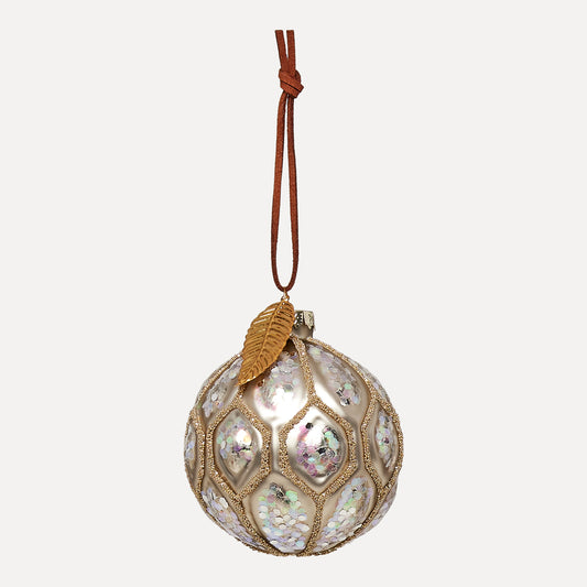 UND Glasskule Gylden Grå m/paljetter og stjernecharm