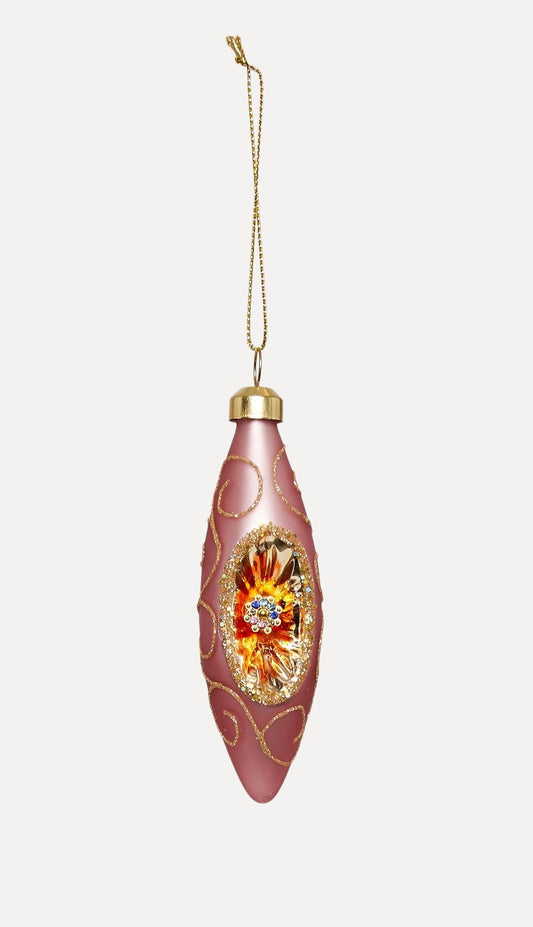 UND Glassdråpe m/glitter, Rosa