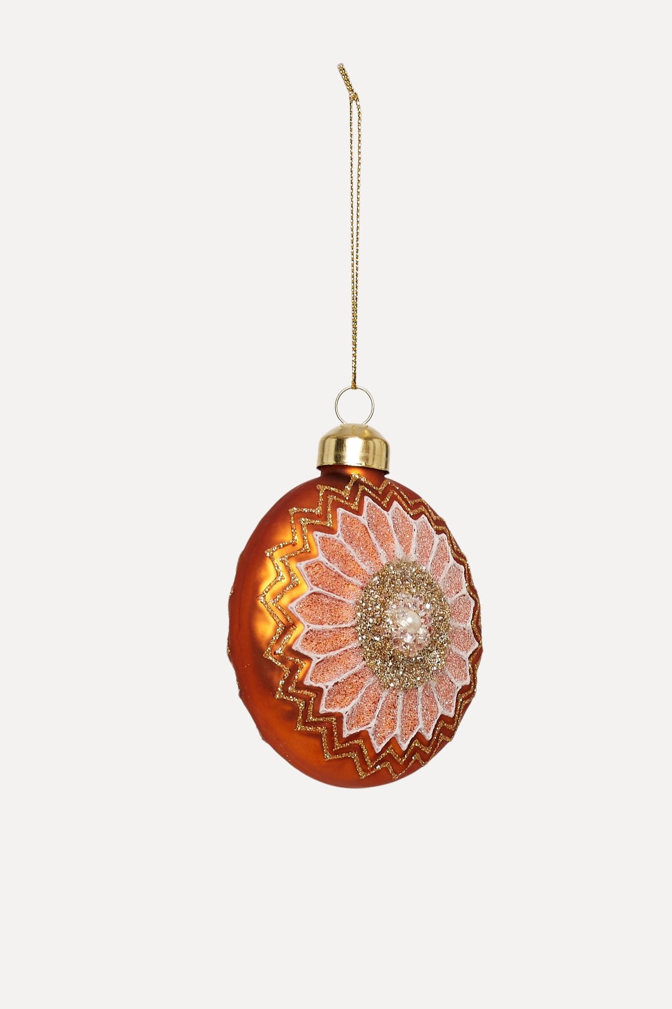 UND Glasskule flat m/ glitter Orange