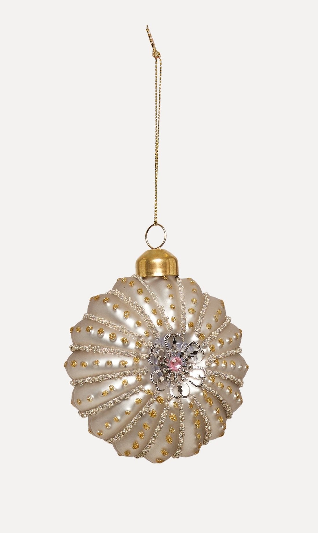 UND Glasskule flat m/glitter, Sølv