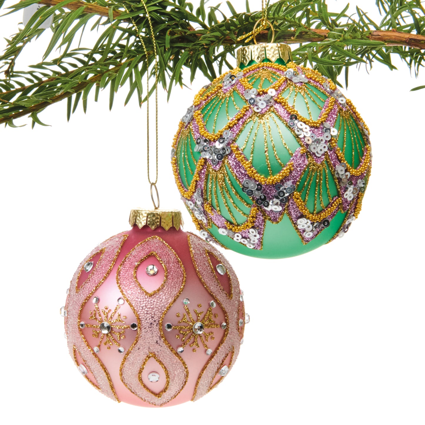JULETREKULE MED GLITTER, ROSA