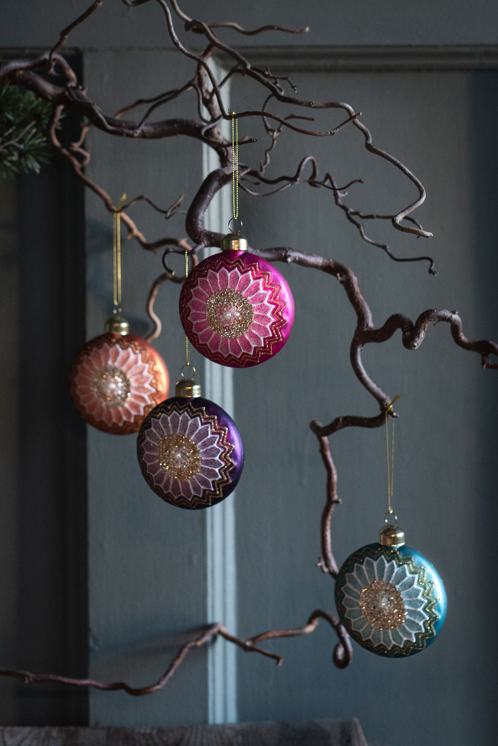 UND Glasskule flat m/ glitter Orange