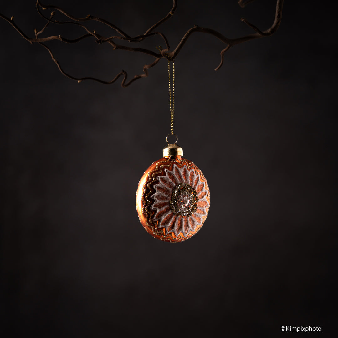 UND Glasskule flat m/ glitter Orange