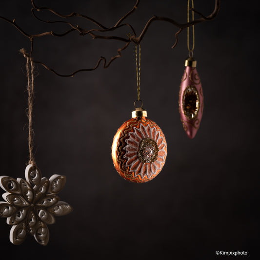 UND Glasskule flat m/ glitter Orange