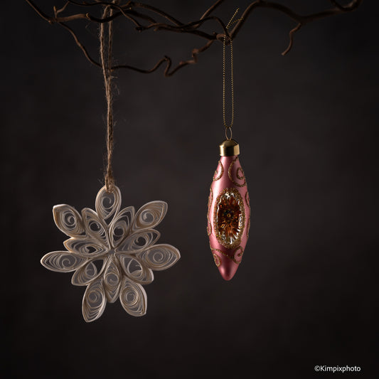 UND Glassdråpe m/glitter Gylden