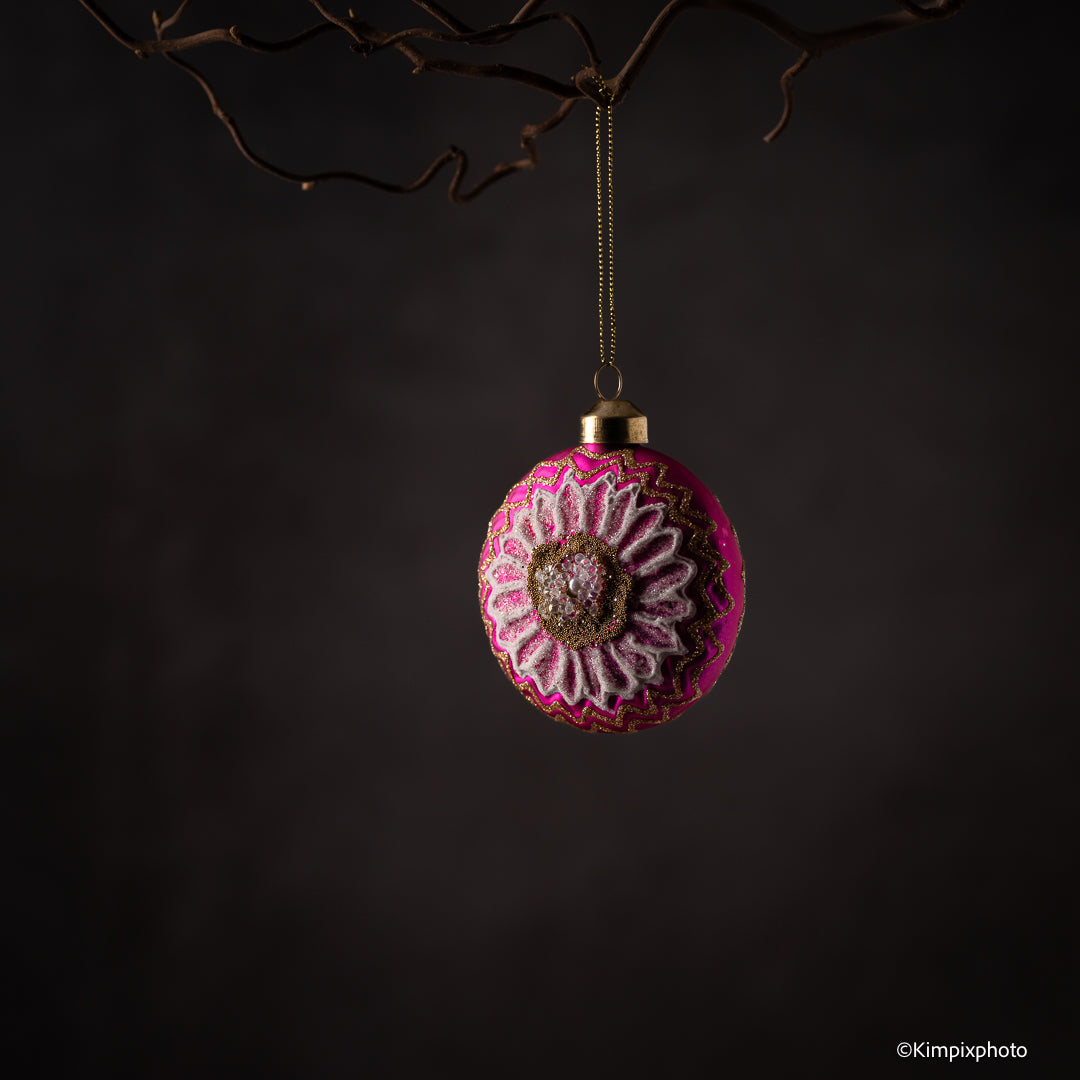 UND Glasskule Flat m/ glitter, Rosa