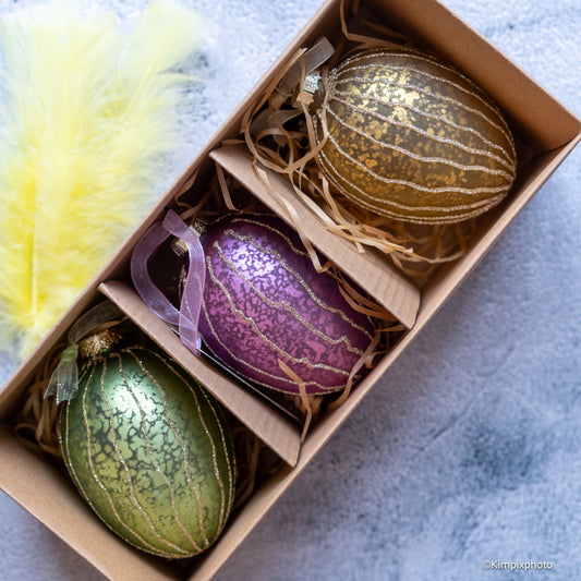 PÅSKE  EGG I GLASS, 3 ass