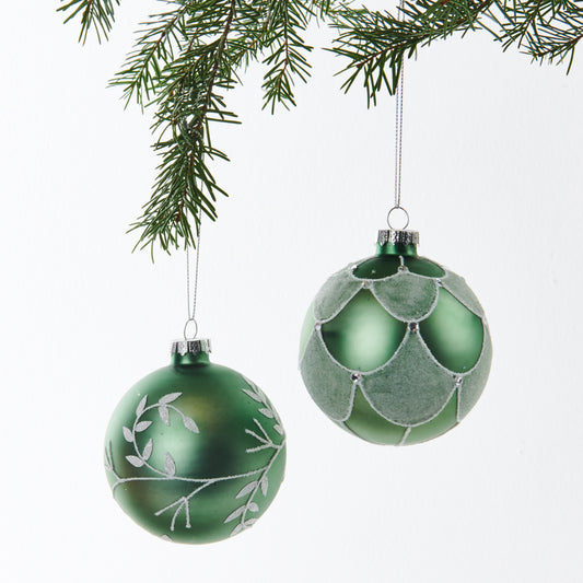 JULETREKULE GRØNN MED DRÅPEMØNSTER