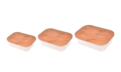 BAMBUM LAVI -3 pk Oppbevaringsskåler med lokk