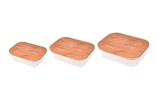 BAMBUM LAVI -3 pk Oppbevaringsskåler med lokk