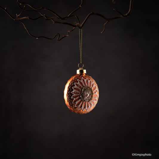 UND Glasskule flat m/ glitter Orange