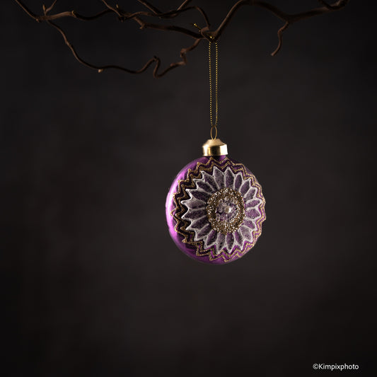 UND Glasskule Flat m/ glitter, Lilla