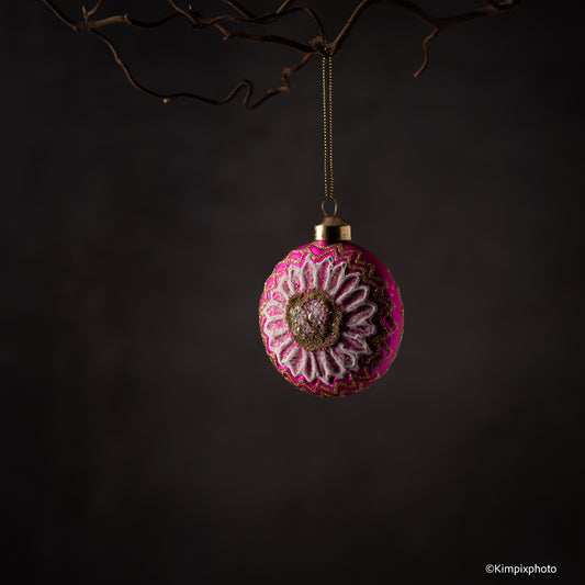 UND Glasskule Flat m/ glitter, Rosa